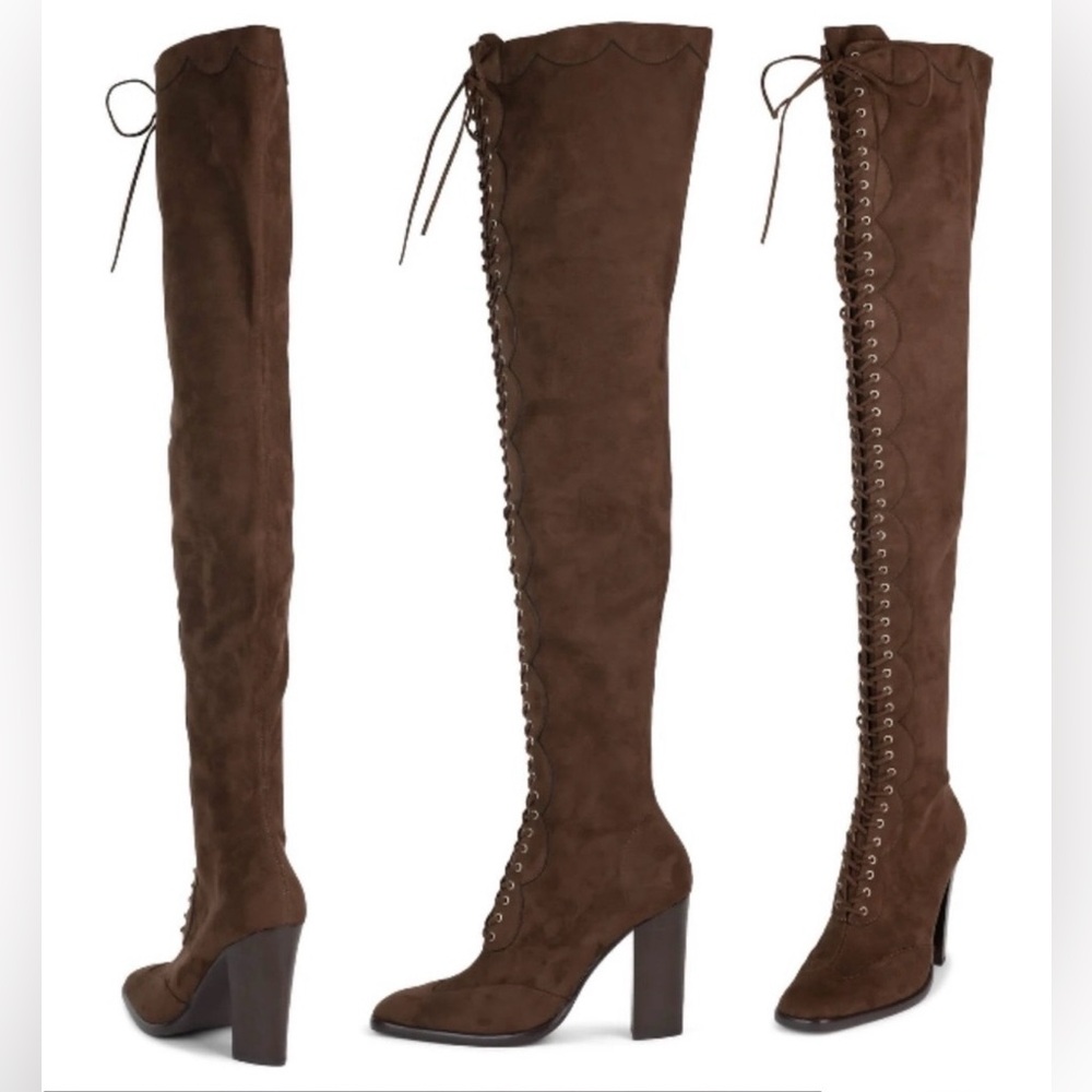 JEFFREY CAMPBELL Olianna Thigh- high lace-up riding boots - Picture 6 of 16